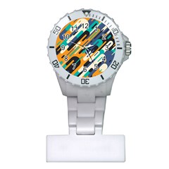 Abstract Rays, Material Design, Colorful Lines, Geometric Plastic Nurses Watch by nateshop