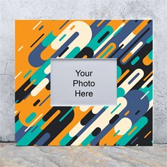 Abstract Rays, Material Design, Colorful Lines, Geometric White Wall Photo Frame 5  X 7  by nateshop