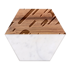 Abstract Rays, Material Design, Colorful Lines, Geometric Marble Wood Coaster (hexagon) 