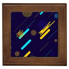 Blue Background Geometric Abstrac Framed Tile by nateshop