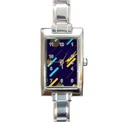 Blue Background Geometric Abstrac Rectangle Italian Charm Watch by nateshop