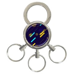 Blue Background Geometric Abstrac 3-ring Key Chain by nateshop