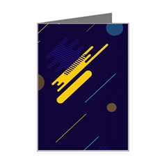 Blue Background Geometric Abstrac Mini Greeting Card by nateshop