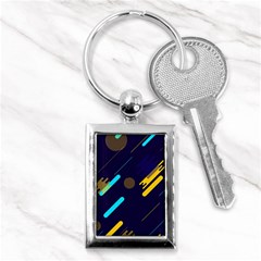 Blue Background Geometric Abstrac Key Chain (rectangle) by nateshop