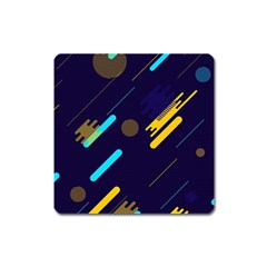 Blue Background Geometric Abstrac Square Magnet by nateshop