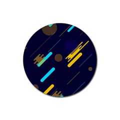 Blue Background Geometric Abstrac Rubber Round Coaster (4 Pack) by nateshop