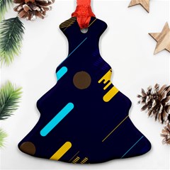 Blue Background Geometric Abstrac Christmas Tree Ornament (two Sides) by nateshop