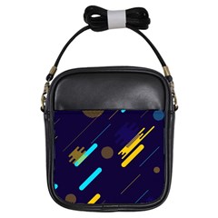 Blue Background Geometric Abstrac Girls Sling Bag by nateshop