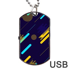 Blue Background Geometric Abstrac Dog Tag Usb Flash (one Side) by nateshop