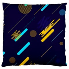 Blue Background Geometric Abstrac Large Premium Plush Fleece Cushion Case (two Sides) by nateshop