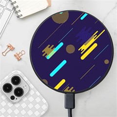 Blue Background Geometric Abstrac Wireless Fast Charger(black) by nateshop