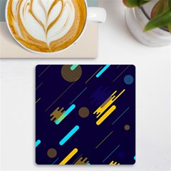 Blue Background Geometric Abstrac Uv Print Square Tile Coaster  by nateshop