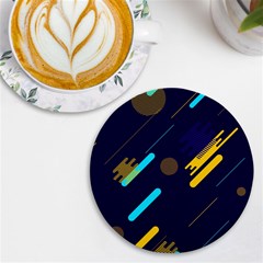 Blue Background Geometric Abstrac Uv Print Round Tile Coaster by nateshop