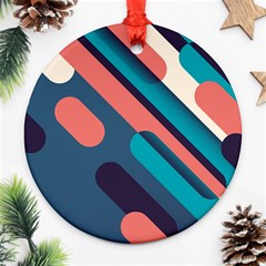 Blue Geometric Background, Abstract Lines Background Ornament (round) by nateshop