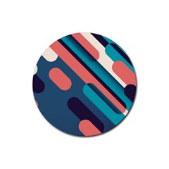 Blue Geometric Background, Abstract Lines Background Rubber Coaster (round) by nateshop