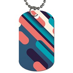 Blue Geometric Background, Abstract Lines Background Dog Tag (one Side) by nateshop