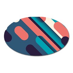 Blue Geometric Background, Abstract Lines Background Oval Magnet by nateshop