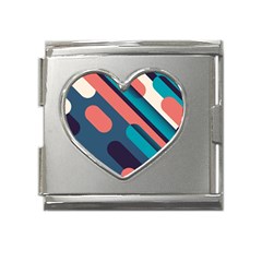 Blue Geometric Background, Abstract Lines Background Mega Link Heart Italian Charm (18mm) by nateshop