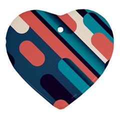 Blue Geometric Background, Abstract Lines Background Heart Ornament (two Sides)