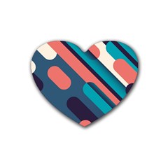 Blue Geometric Background, Abstract Lines Background Rubber Coaster (heart) by nateshop