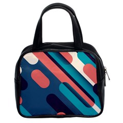 Blue Geometric Background, Abstract Lines Background Classic Handbag (two Sides) by nateshop