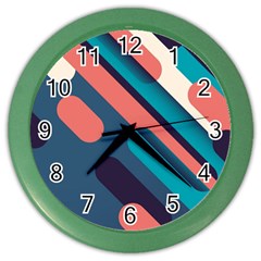 Blue Geometric Background, Abstract Lines Background Color Wall Clock by nateshop