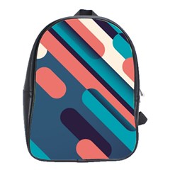 Blue Geometric Background, Abstract Lines Background School Bag (large) by nateshop