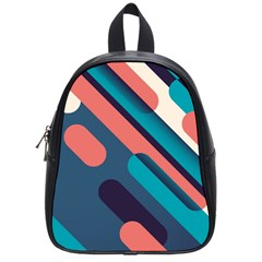 Blue Geometric Background, Abstract Lines Background School Bag (small) by nateshop