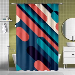 Blue Geometric Background, Abstract Lines Background Shower Curtain 48  X 72  (small)  by nateshop