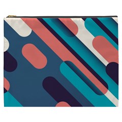 Blue Geometric Background, Abstract Lines Background Cosmetic Bag (xxxl) by nateshop