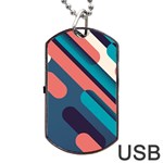 Blue Geometric Background, Abstract Lines Background Dog Tag USB Flash (One Side) Front