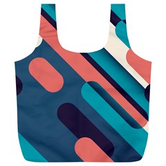 Blue Geometric Background, Abstract Lines Background Full Print Recycle Bag (xl) by nateshop