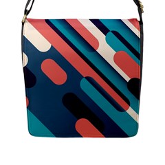 Blue Geometric Background, Abstract Lines Background Flap Closure Messenger Bag (l) by nateshop