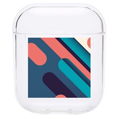 Blue Geometric Background, Abstract Lines Background Hard Pc Airpods 1/2 Case by nateshop