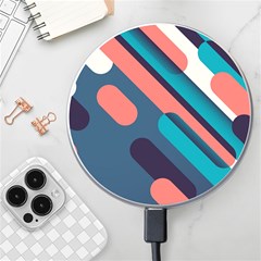 Blue Geometric Background, Abstract Lines Background Wireless Fast Charger(white) by nateshop