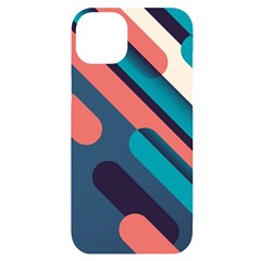 Blue Geometric Background, Abstract Lines Background Iphone 14 Plus Black Uv Print Case by nateshop