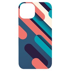 Blue Geometric Background, Abstract Lines Background Iphone 14 Black Uv Print Case