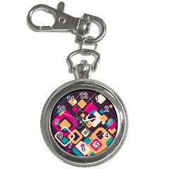 Colorful Abstract Background, Geometric Background Key Chain Watches by nateshop