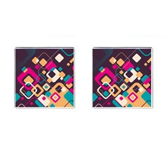 Colorful Abstract Background, Geometric Background Cufflinks (square) by nateshop