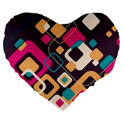 Colorful Abstract Background, Geometric Background Large 19  Premium Flano Heart Shape Cushions by nateshop