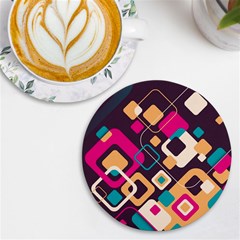 Colorful Abstract Background, Geometric Background Uv Print Round Tile Coaster by nateshop