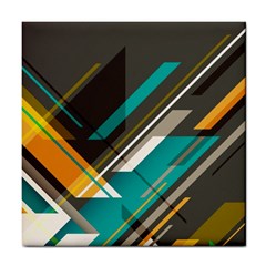 Material Design, Lines, Retro Abstract Art, Geometry Tile Coaster by nateshop