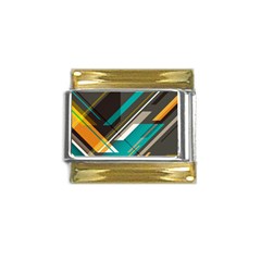 Material Design, Lines, Retro Abstract Art, Geometry Gold Trim Italian Charm (9mm) by nateshop