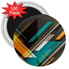 Material Design, Lines, Retro Abstract Art, Geometry 3  Magnets (100 Pack) by nateshop