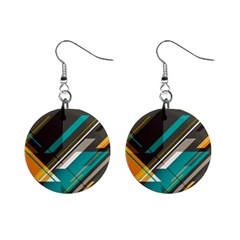 Material Design, Lines, Retro Abstract Art, Geometry Mini Button Earrings by nateshop