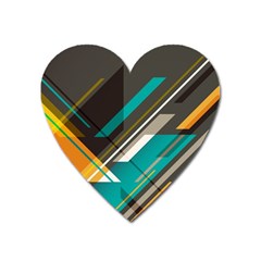 Material Design, Lines, Retro Abstract Art, Geometry Heart Magnet by nateshop