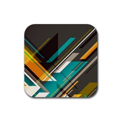 Material Design, Lines, Retro Abstract Art, Geometry Rubber Coaster (square) by nateshop