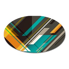 Material Design, Lines, Retro Abstract Art, Geometry Oval Magnet