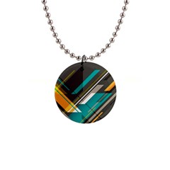 Material Design, Lines, Retro Abstract Art, Geometry 1  Button Necklace by nateshop