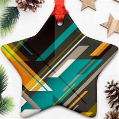 Material Design, Lines, Retro Abstract Art, Geometry Star Ornament (two Sides) by nateshop